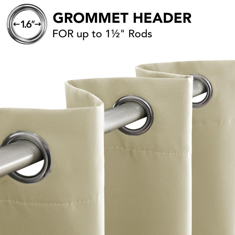 Deconovo Blackout Curtain Panel â€“ Solid Grommet Top, Thermal Insulated & Energyâ€‘Saving, Machineâ€‘Washable Room Darkening Window Treatment for Bedroom & Living Room, 1 Panel, Beige, 42W x 63L - Image 4